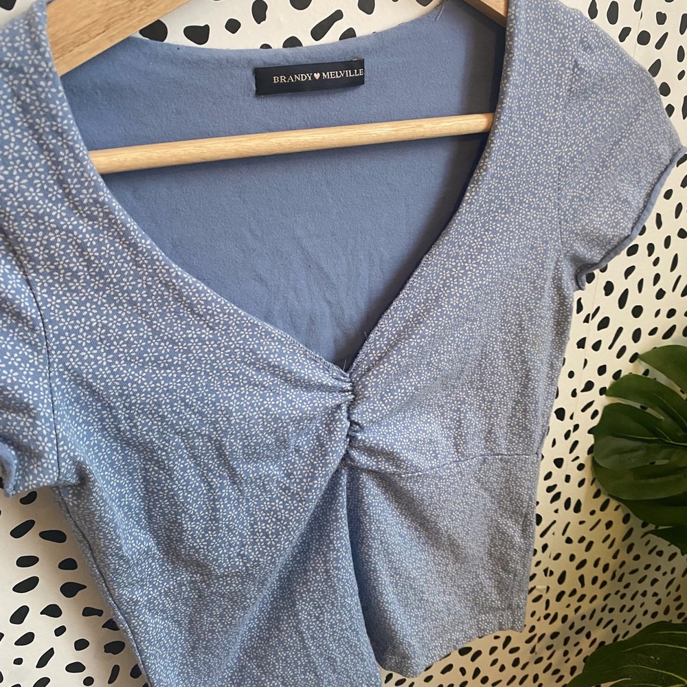 Brandy Melville Blue Floral Crop Top